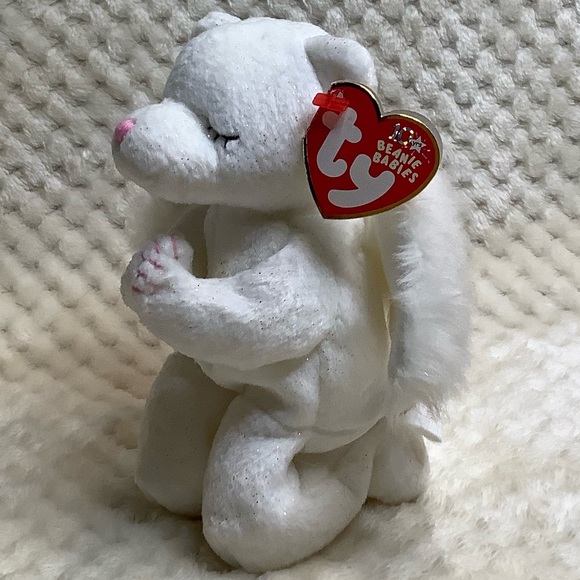 Vintage Ty Beanie Babies Plush Blessed Angel Bear Stuffed Animal Toy with Tags - Picture 2 of 16